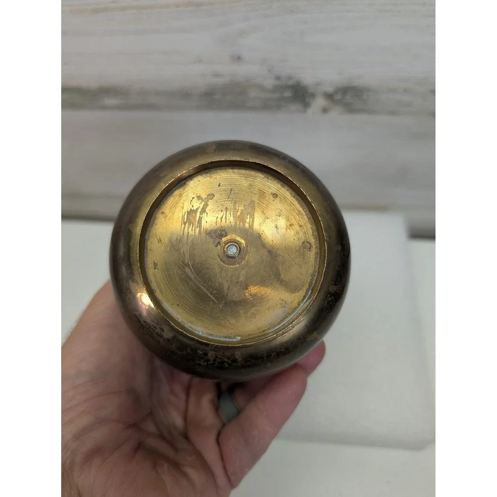 Small Brass Bud Vase Urn Shape Flared Rim‎ Decorative Metal Home Decor Accent